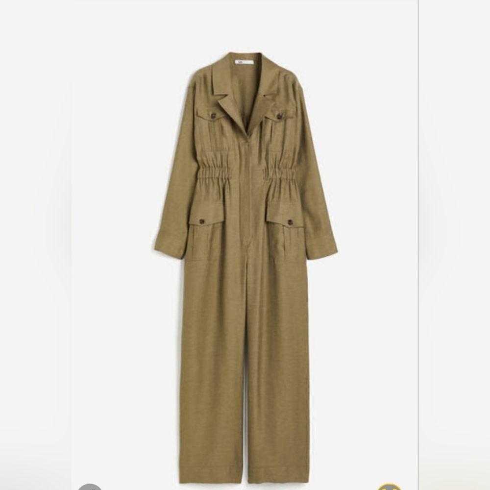 H&M Khaki Green Linen/Lyocel Jumpsuit